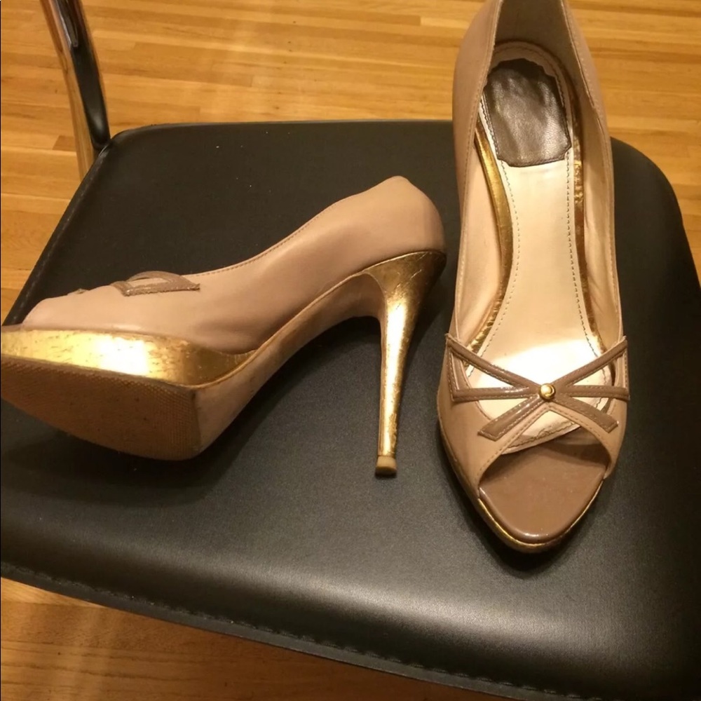 Christian Dior Lolita Peep Toe-Nude/Gold